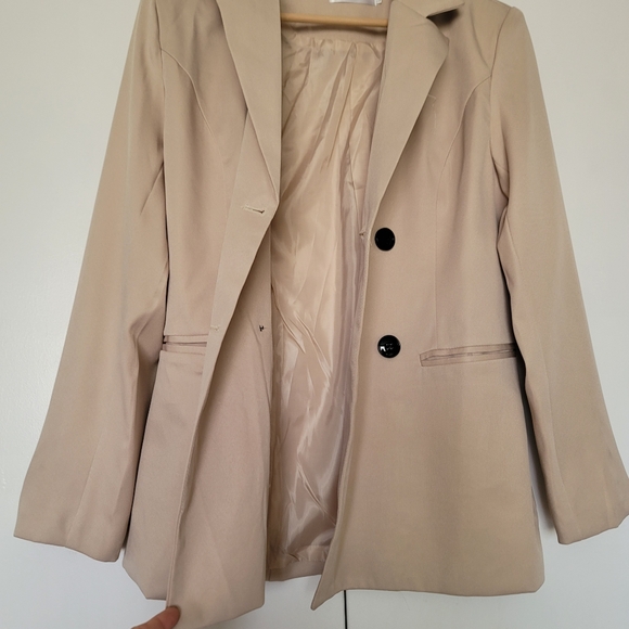 Just Youth Beige Tailored Blazer Jacket Large - Picture 7 of 12